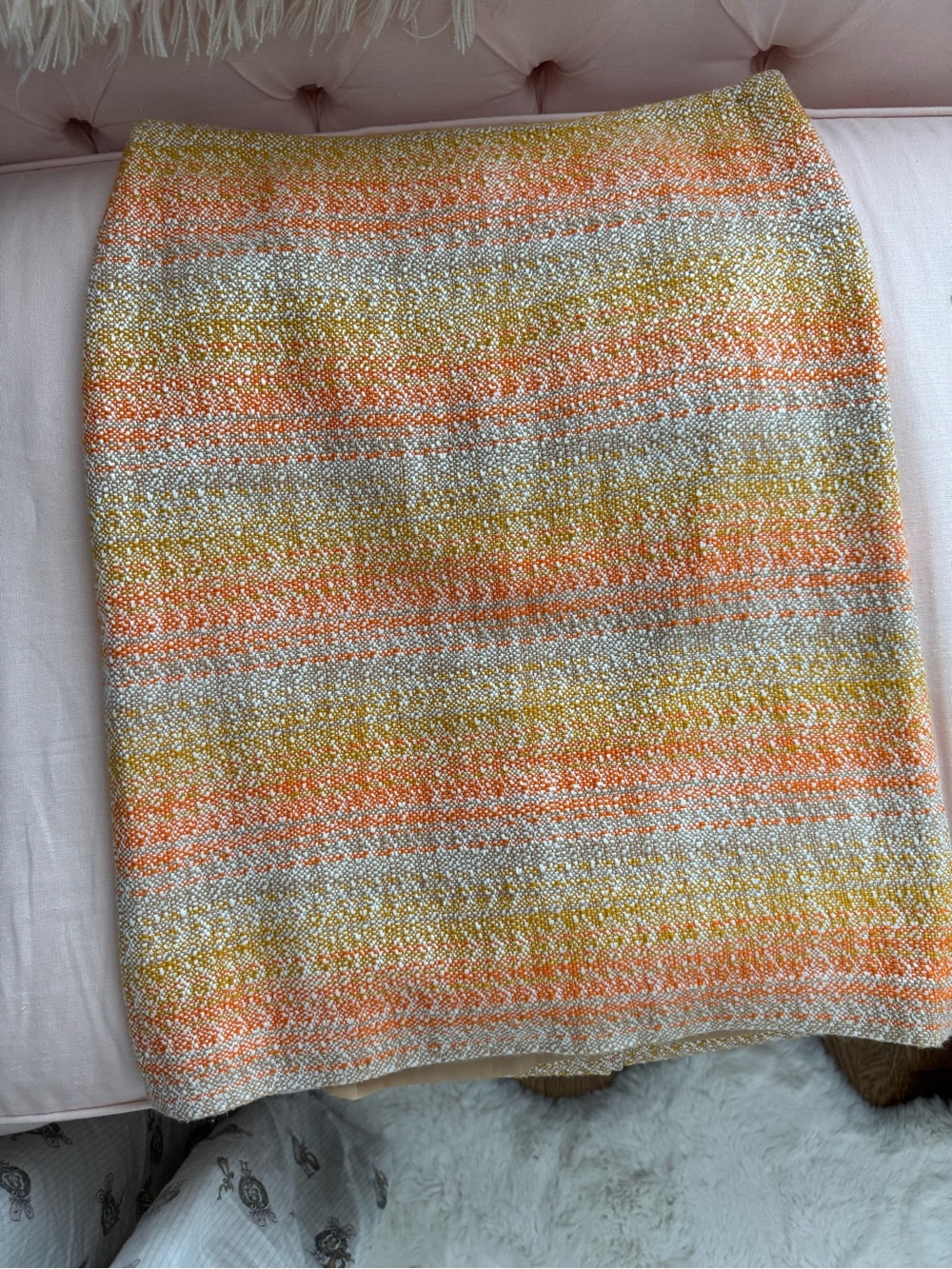 Talbots Tweed Pencil Skirt in Orange, Yellow & Cream